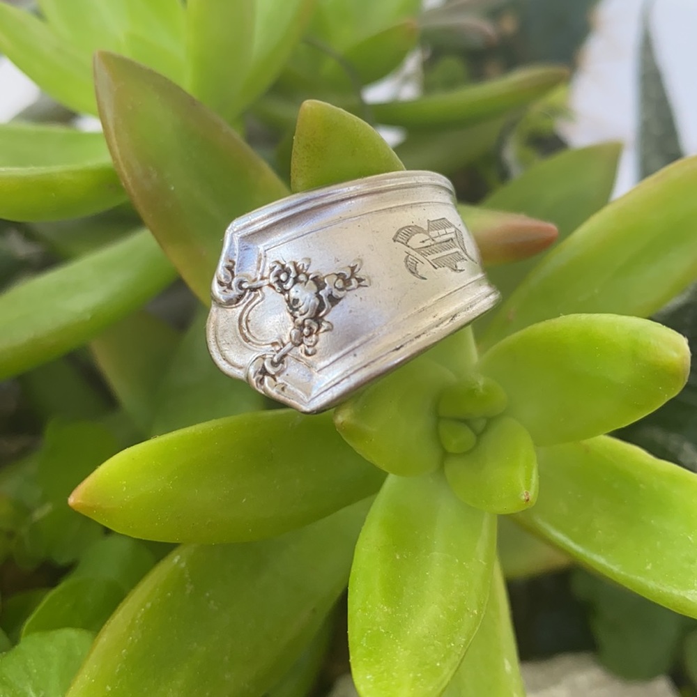 Vintage Handmade Spoon Ring Initial B - image 2